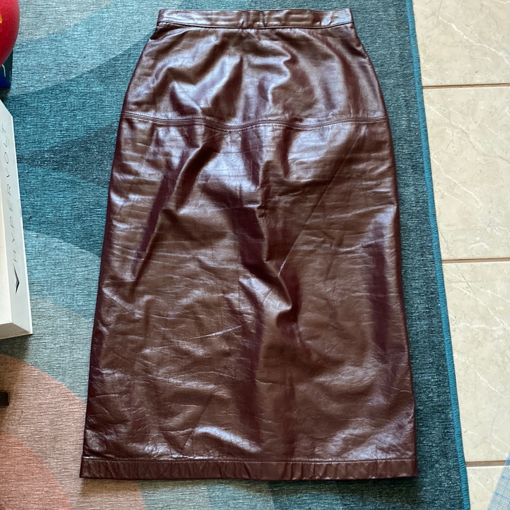 Vintage leather midi skirt